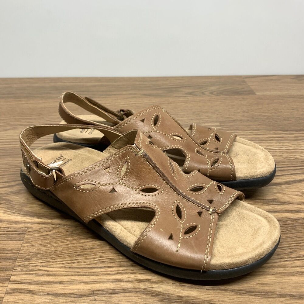 Earth Origins Tawny Trish Womens Size 10M Brown Slingback Sandals Shoes Wedge